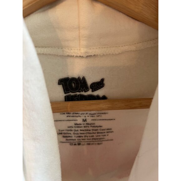 Tom & Jerry White Hoodie Women's Men's Unisex Size Medium Cartoon Sweatshirt - Picture 3 of 5